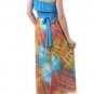 Strapless Blue Maxi Dress Multi Color Smock Fully Lined Chiffon Skirt