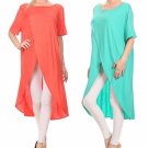 Hi-Low Oversized Crossbody Short Sleeve Asymmetric Tunic Top