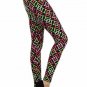 Multi-Color Geometric Illusion Print Leggings w/ Elastic Waist