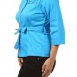 Woman's Rhinestone Button Down Cotton Belted Shirt
