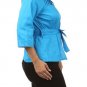 Woman's Rhinestone Button Down Cotton Belted Shirt