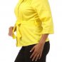Woman's Rhinestone Button Down Cotton Belted Shirt