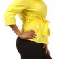 Woman's Rhinestone Button Down Cotton Belted Shirt