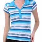 100% Cotton Striped Cap Sleeve Polo Top