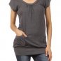 New Short Sleeve Crew Neck Sweater Dress Knit Tunic w/ Pockets Fashion Central