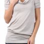 Tunic Short Sleeve Draped Cowl Neck Light Weight Sweater Fashion Central