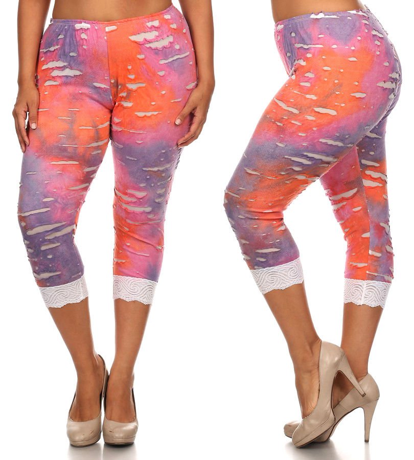 Shredded Colorful Stretchy Plus Size Leggings Fashion Central