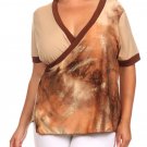 Woman's Blouse V-Neck Top w/ Deep V-Neck and 3/4 Sleeves