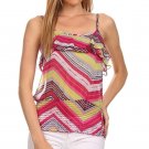 Sheer Chiffon Sleeveless Blouse Ruffle Top w/ Smock Waist