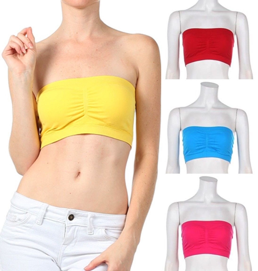 Strapless Bandeau Lightly Padded Wirefree Seamless Bra
