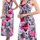 Long Floral Graffiti Print Halter Maxi Dress