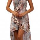 High Low Asymmetrical Hem Animal Printed Sleeveless Dress