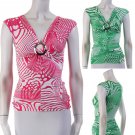V-Neck Trendy Retro Blouse Fitted Slinky Top