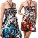 Silky Floral Short Smock Dress w/ Beaded Halter