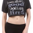 Cropped Reversed logo "Looking Good, Feeling Fine" Short Sleeve T-Shirt