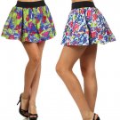 100% Cotton Banded Elastic Waist Multi-Color Floral Mini Skater Skirt