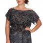 Chiffon Top with Swirl Design Open Shoulder Blouse