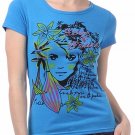 "Love and Peace" Girl w/ Flowers Graphic T-Shirt Printed Short Sleeve Top