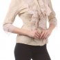 Crinkled Button Down Shirt w/ Ruffles Cotton Blend Top Collared Blouse