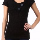 Short Sleeve Crochet Cotton Fitted Sweater Cable Knit Top