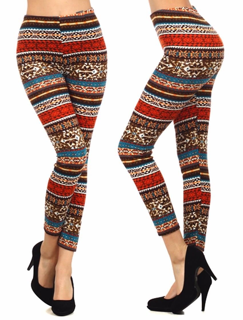 MultiColor Geometric Print Leggings One Size