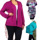 Woman's Plus Size Multi-Color Asymmetrical High-Low Cardigan Draped Top