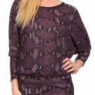 Snake Skin Knit  Tunic Top with 3/4 Dolman Sleeves