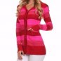 Striped Button Down Crochet Knit Long Sleeve Cardigan w/ Pockets