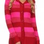 Striped Button Down Crochet Knit Long Sleeve Cardigan w/ Pockets
