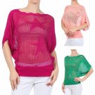 Oversized  Knit Top Light Crotchet Sweater w/ Star Detailing
