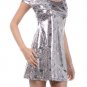 New Metallic Gold Silver Retro Abstract Print Club Party Dress