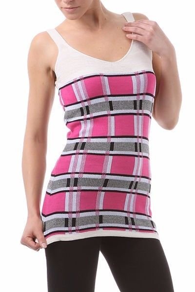 Casual Basic Multi-Color Sleeveless Plaid Heavy Knit Tank Top