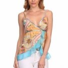 Sequined Top Floral Resort Tank with Ruffle Trim