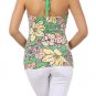Floral Halter Top Deep V-Neck Slinky Blouse by Fashion Central