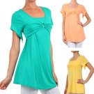 Misses Me Cotton T-Shirt Tunic Faux Wrap Top