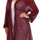Woman's Plus Size Crochet Cardigan Sweater w/ Tie Belt & Pockets Knit Sweater