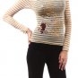 Baby Devil Fitted Long Sleeve T-Shirt Gold Striped Graphic Top Fashion Central