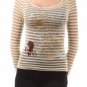 Baby Devil Fitted Long Sleeve T-Shirt Gold Striped Graphic Top Fashion Central