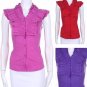 Button Down Shirt Cotton Sleeveless Ruffled Top by Toxic & Fashion Central