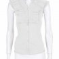Button Down Shirt Cotton Sleeveless Ruffled Top by Toxic & Fashion Central
