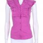 Button Down Shirt Cotton Sleeveless Ruffled Top by Toxic & Fashion Central