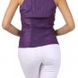 New Sleeveless Button Down Blouse V-Neck Studded Cotton Top w/ Ruffle Trim