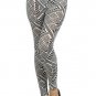 White Black Aztec Diamond Pyramid Printed Leggings w/ Elastic Waist