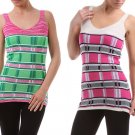 Heavy Knit Multi-Color Sleeveless Plaid Top Tank