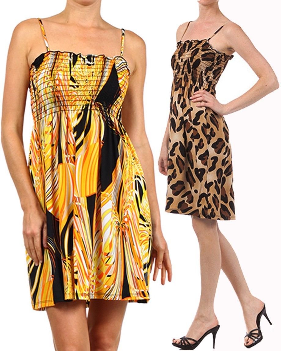 Short Smock Printed Leopard Cheetah Animal Print Dress