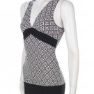 Slinky Banded Top Geometric Diamond Sleeveless Blouse