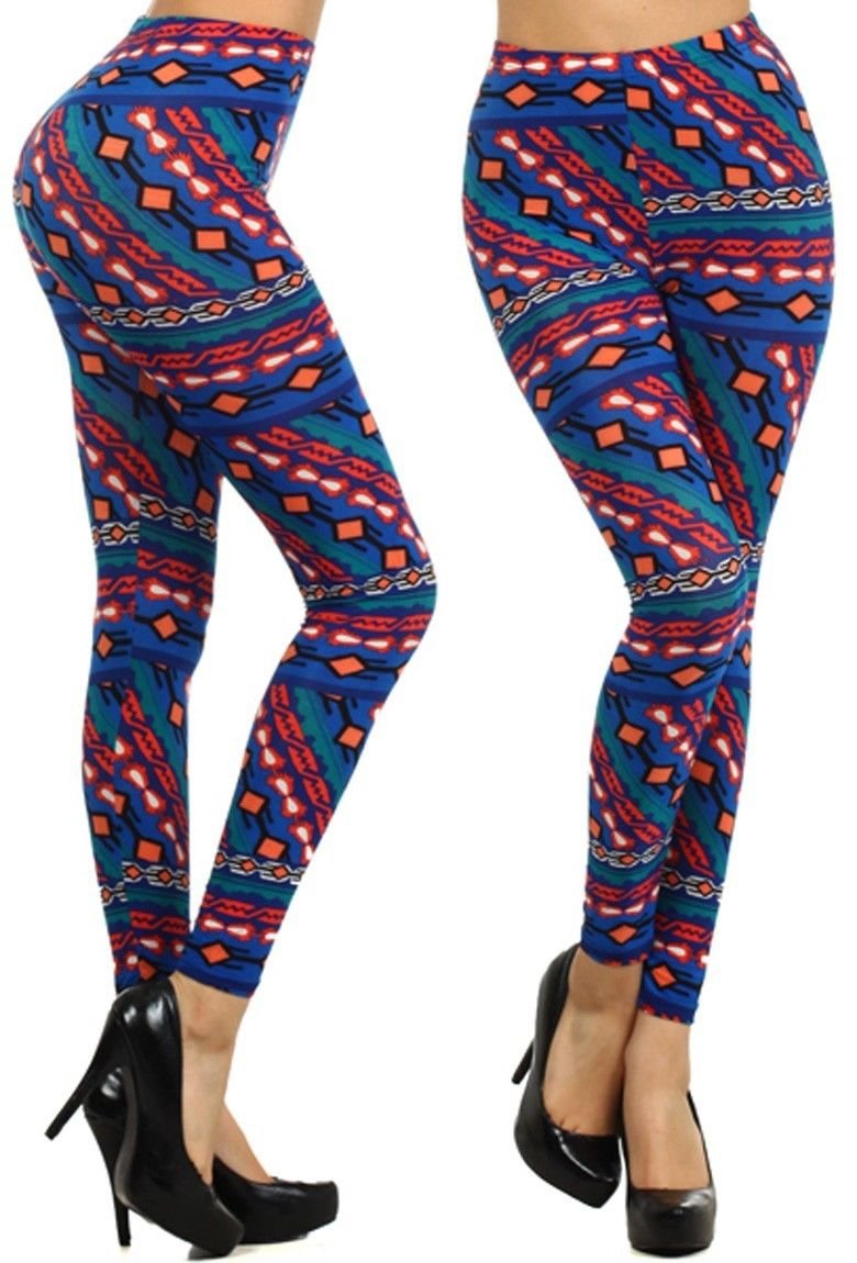 Diamond Printed Multi-Color Leggings
