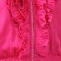 Ruffled Blouse w/ Rhinestone Zipper Short Sleeve Smock Top