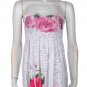 Strapless Smock Floral & Cursive Writing Print Tunic Top