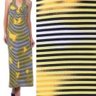 Striped Black White Yellow Long Halter Maxi Dress